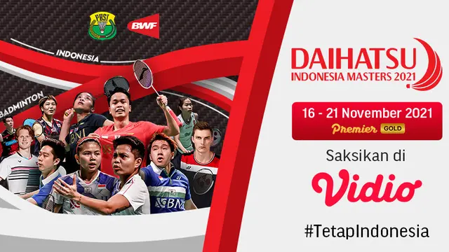 Jadwal Lengkap dan Live Streaming Indonesia Masters 2021 di Vidio Pekan Ini