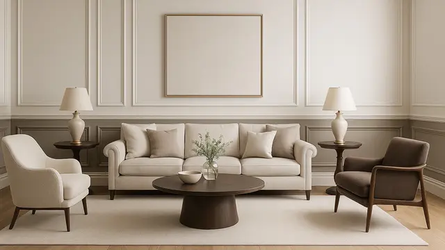 Model Ruang Tamu dengan Wall Moulding 2025/Ilustrasi oleh AI