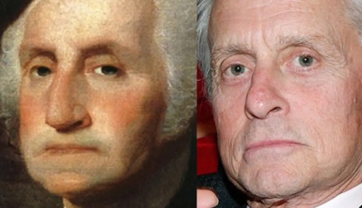 Michael Douglas dan George Washington. (via diply.com)