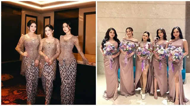 6 Potret Detail Penampilan Bridesmaid Mahalini di Akad dan Resepsi, Bikin Pangling
