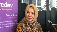 Deputi Bidang Kewirausahaan KemenKop UKM Siti Azizah dalam Open Call Entredev, di Artotel Suites Mangkuluhur, Jakarta Selatan, Selasa (6/2/2024). (Tira/Liputan6.com)