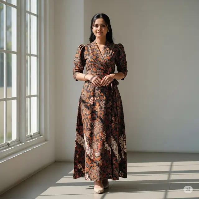 Model Batik Wanita Wrap Dress. Foto: Gemini
