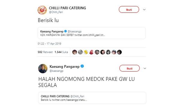 Cuitan Kaesang Gibran (Sumber: Twitter//Chilli_Pari/kaesangp)