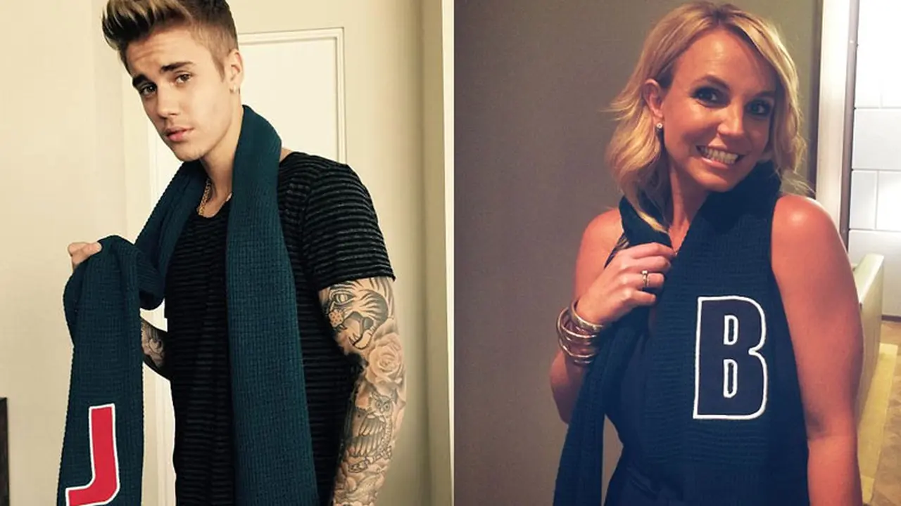 justin bieber dan britney spears pakai syal untuk amal