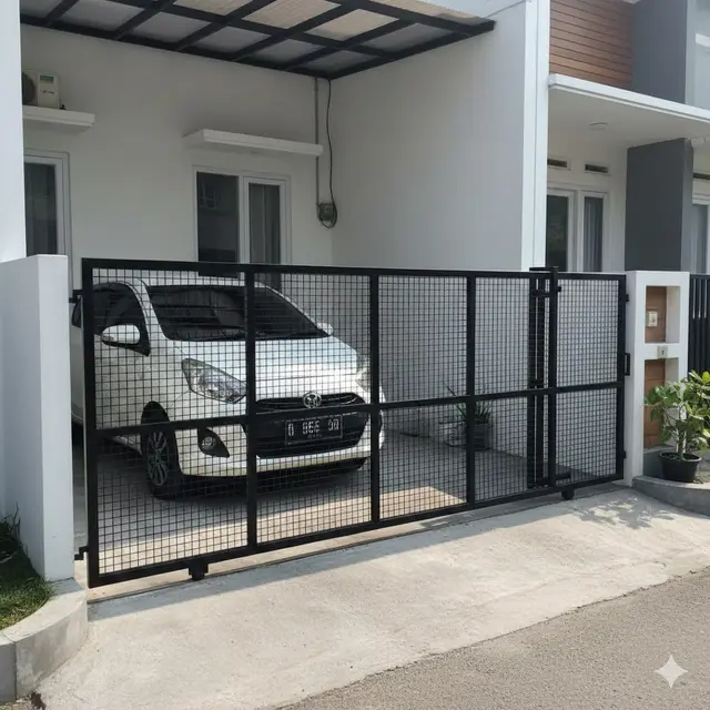 Pagar Geser Wire Mesh Minimalis (Gemini AI)