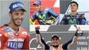 Berikut ini klasemen sementara MotoGP 2017 hingga GP San Marino di Sirkuit Misano. Persaingan Marc Marquez dan Andrea Dovizioso semakin ketat. (Kolase foto-foto dari AP-AFP)