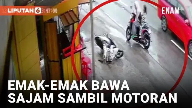 Geger! Emak-emak di Banyuwangi Bawa Sajam sambil Naik Motor