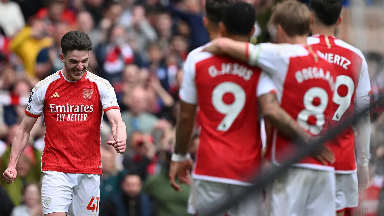 Selebrasi pemain Arsenal saat melumat Bournemouth di Liga Inggris