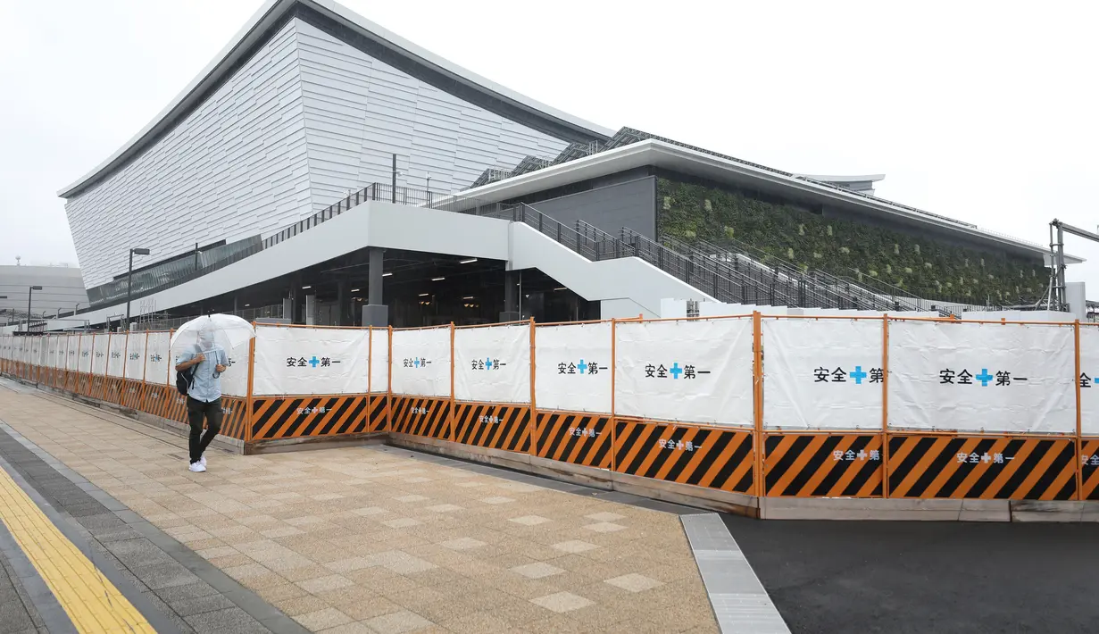 Eksterior Ariake Arena yang akan menjadi lokasi pertandingan Olimpiade Tokyo 2020 di Tokyo, Jepang (17/7/2020). Olimpiade Tokyo akan digelar di arena yang sama dengan mengikuti jadwal yang direncanakan sebelum ajang tersebut ditangguhkan akibat pandemi COVID-19. (Xinhua/Du Xiaoyi)