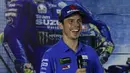 Pembalap Suzuki Ecstar, Joan Mir saat Meet and Greet bersama pewarta di salah satu hotel di Kuta Mandalika, Nusa Tenggara Barat, Jumat (18/3/2022). Joan Mir menjawab sejumlah pertanyaan terkait rangkaian Pertamina Grand Prix of Indonesia atau MotoGP Mandalika. (Liputan6.com/Helmi Fithriansyah)