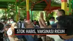 Lama antre di meja pendaftaran, warga kecewa dan kesal tak kebagian vaksin lantaran stok sudah habis. Baku hantam nyaris terjadi antara warga dengan pihak penyelenggara.