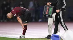 Iniesta tercatat telah bermain sebanyak 133 kali untuk Vissel Kobe di semua ajang. Ia berhasil mencetak 26 gol dan 25 assist. Namun, hal paling utama adalah kedatangan sang pemain yang membuat banyak mata mulai melirik J1 League dan memberikan inspirasi besar bagi generasi muda dan tua di Negeri Sakura. (AFP/Yuichi Yamazaki)