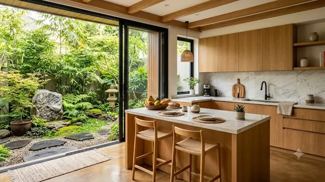Inspirasi Dapur dengan Taman Zen Minimalis
