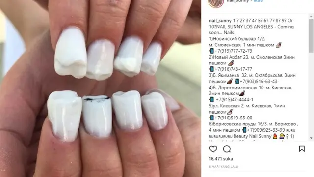 nail art unik berbentuk gigi geraham (mirror/@nail_sunny)