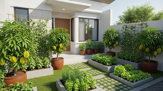 Desain Kebun Buah Tabulampot untuk Rumah Type 27 (Image by Gemini AI)