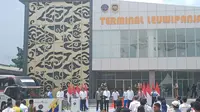 Presiden Joko Widodo (Jokowi) meresmikan Terminal Tipe A Leuwi Panjang, Kota Bandung dan Terminal Tipe A Banjar di Kota Banjar, Jawa Barat, Bandung, Sabtu (3/2/2024). (Maul/Liputan6.com)
