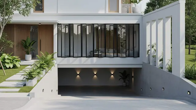 Desain Carport di Basement