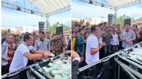 Tangkapan layar rekaman video anggota DPRD Lampung Utara, Hatami menyawer DJ viral di media sosial. Foto : (Istimewa).