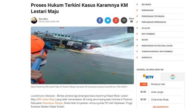 [Cek Fakta] Kapal Fery Makassar-Selayar Karam di Tengah Laut, Faktanya?