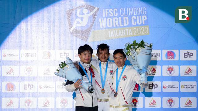 Foto: Indonesia Berjaya di Kejuaraan Dunia Panjat Tebing 2023 Seri Jakarta, Raharjati Nursyamsa Catatkan Waktu Tercepat Nomor Putra