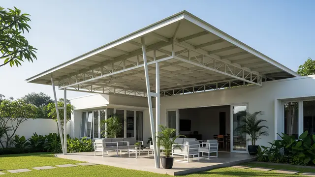 Desain Teras Rumah Atap Baja Ringan (AI)