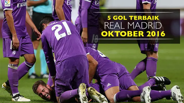 Video 5 gol terbaik Real Madrid yang tercipta pada Oktober 2016.
