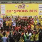 Jakarta PGN Popsivo Polwan rayakan gelar juara Proliga 2019. (Humas PBVSI)