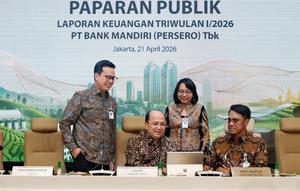 Paparan publik laporan keuangan kuartal I 2026 PT Bank Mandiri Tbk (BMRI), Selasa (21/4/2026). (Foto: Bank Mandiri)