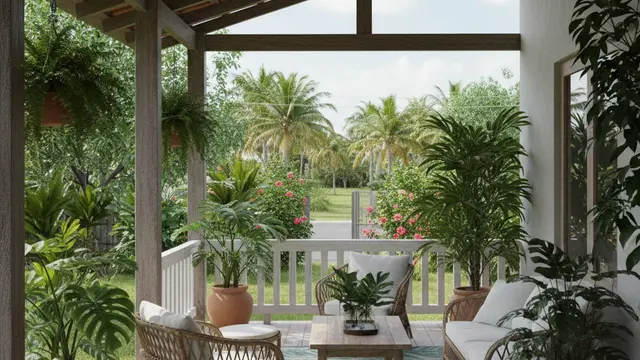 Desain Teras Rumah Sederhana yang Cocok untuk Iklim Panas (Foto: Gemini AI)