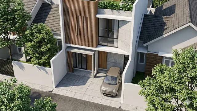 Rumah Tipe 36 Dua Lantai dengan Rooftop Taman Kecil