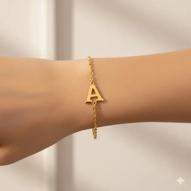 Model Gelang Emas Kecil Liontin Huruf Inisial Hadiah Ulang Tahun