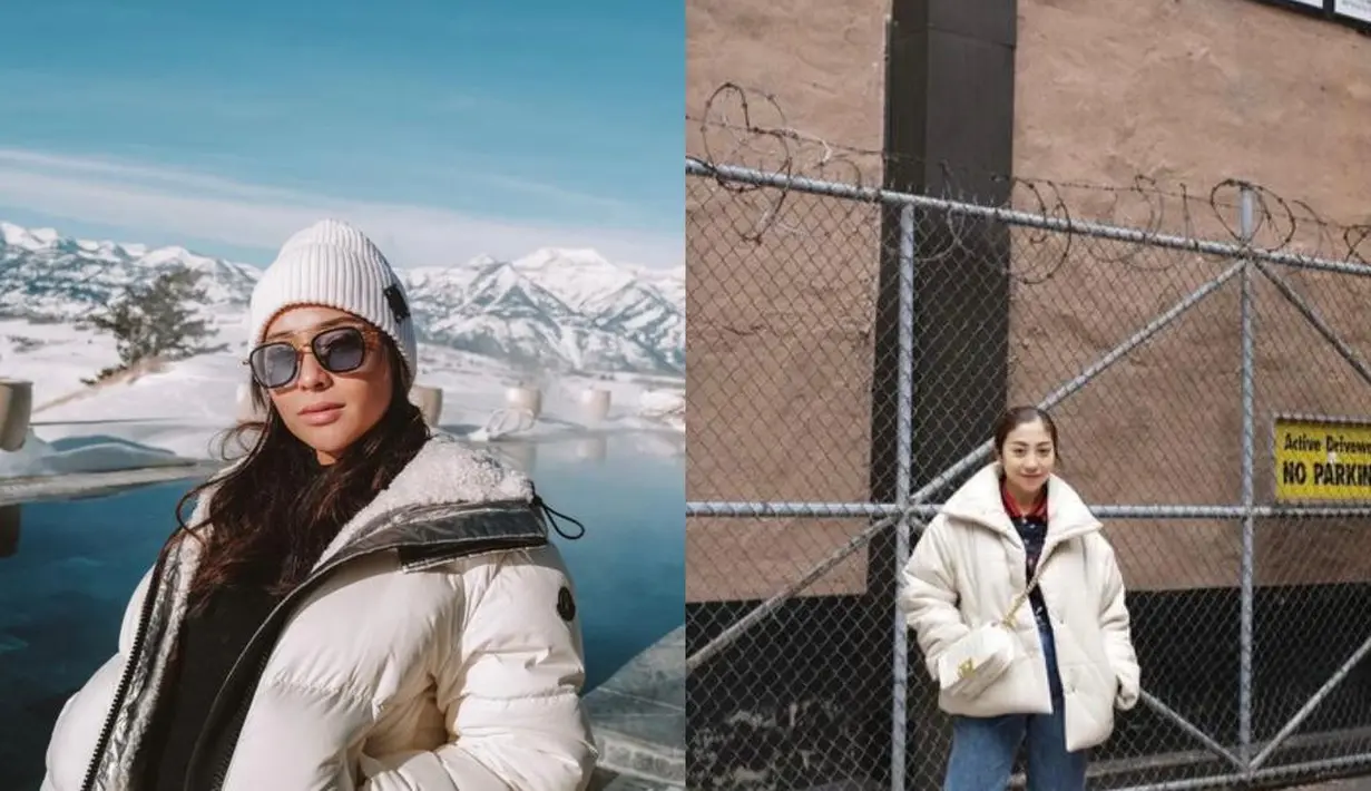 Kali ini, Nikita dan Winona kompak pakai jaket putih. Meski gayanya berbeda, tetap stylish ya! (Instagram/nikitawillyofficial94/winonawilly16).