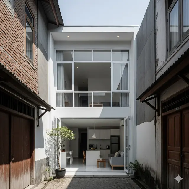 Desain Rumah Rp 100 Juta di Gang yang Aesthetic. (via Gemini)