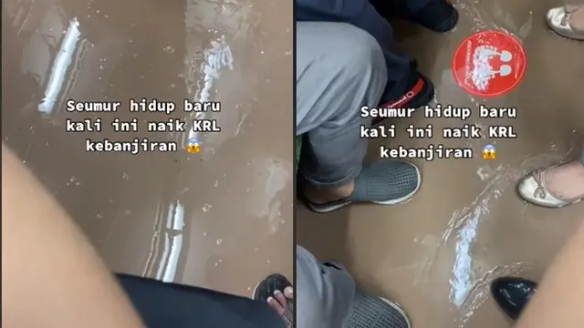 Viral Wanita Unggah Video KRL Banjir Pertama Kali, Tuai Ragam Komentar