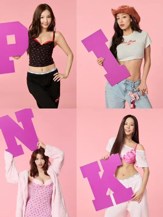 TWICE hadirkan twist romantis sambut momentum Valentine dalam balutan Victoria's Secret PINK.(Foto: Victoria's Secret/ PINK/ INSTAGRAM)