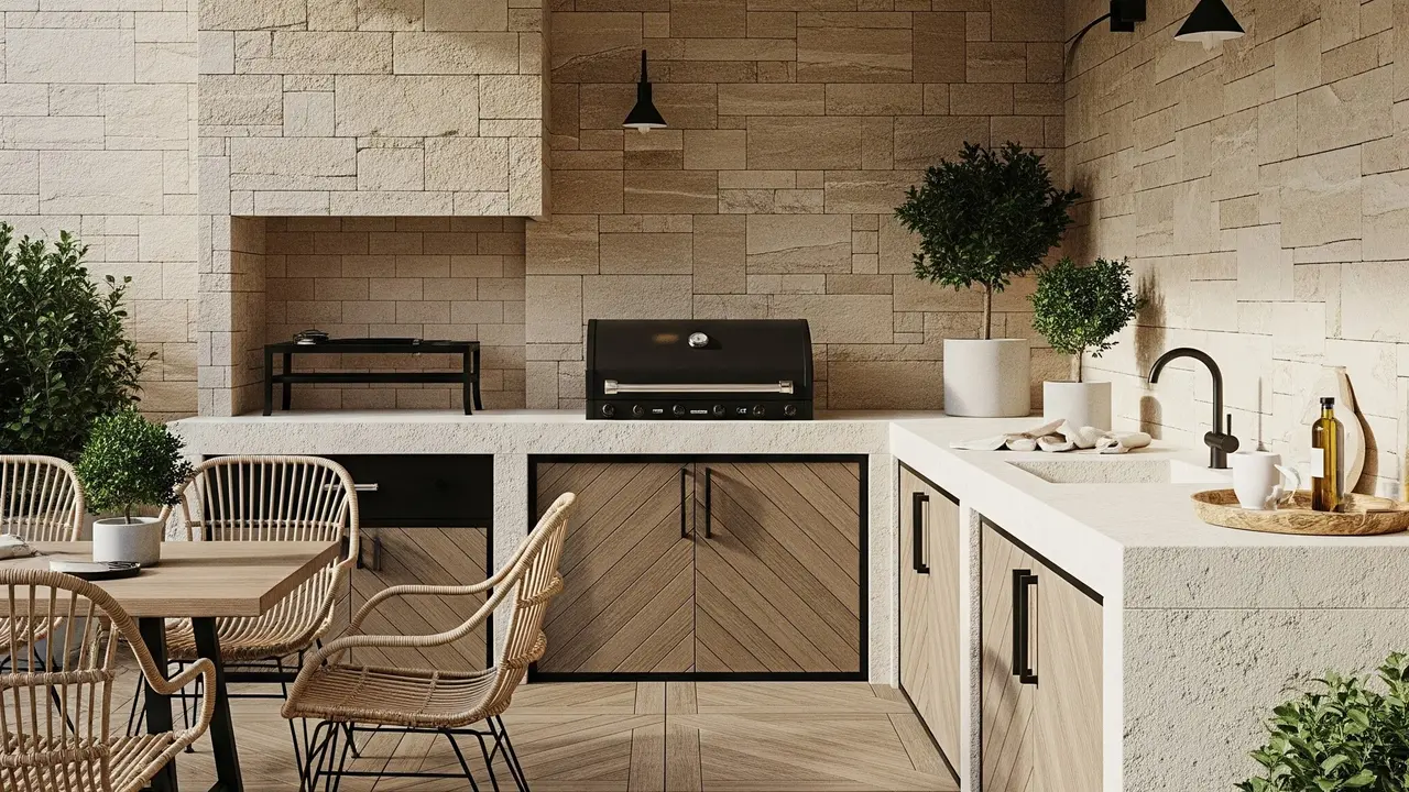 Model Dapur Minimalis di Belakang Rumah (Image by Gemini AI)
