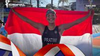 Atlet Triathlon Indonesia, Martina Ayu Pratiwi, meraih medali emas SEA Games 2025 pada nomor Women's Individual. (dok. Kemenpora)