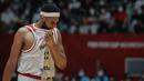 Reaksi kecewa pemain Timnas Basket Indonesia, Marques Tarrell Bolden saat matchday kedua Grup A FIBA Asia Cup 2022 antara Timnas Basket Indonesia melawan Timnas Basket Yordania di Istora Senayan, Jakarta, Kamis (14/07/2022). (Bola.com/Bagaskara Lazuardi)