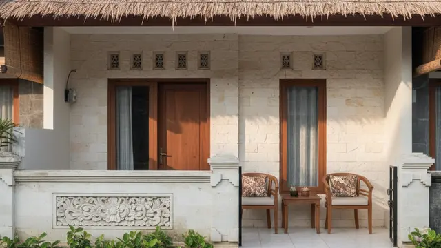 Model Teras Rumah Adem Ala Rumah Kampung Modern. AI