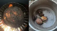 6 Momen Apes Masak Telur Sampai Gosong Ini Bikin Enggak Napsu Makan (sumber: Twitter/wherearetheavd/titidgeto)