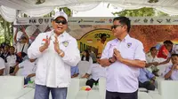 Ketua Umum Ikatan Motor Indonesia (IMI) yang juga Ketua MPR RI, Bambang Soesatyo (kiri)