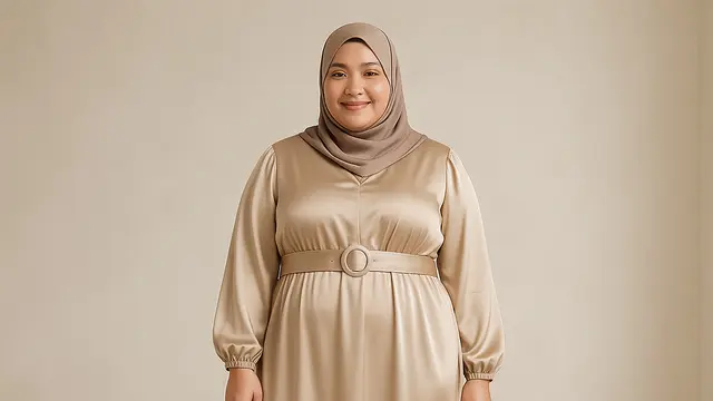Model Gamis Satin untuk Orang Gemuk/Ilustrasi gambar oleh AI