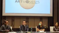 Jumpa pers Art Moment 2020 yang diwakili Fair Director Art Moments 2020 Leo Silitonga, Artistic Director Khai Hori, dan kurator Galeri Lawang Wangi Rizky Jaelani. (Liputan6.com/Dinny Mutiah)