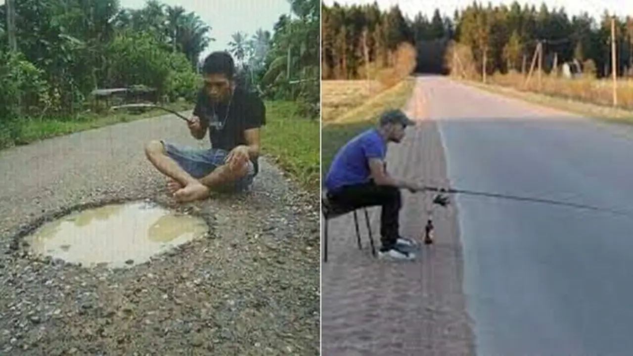 6 Tingkah Orang Mancing di Tengah Jalan Ini Absurd, Kocak