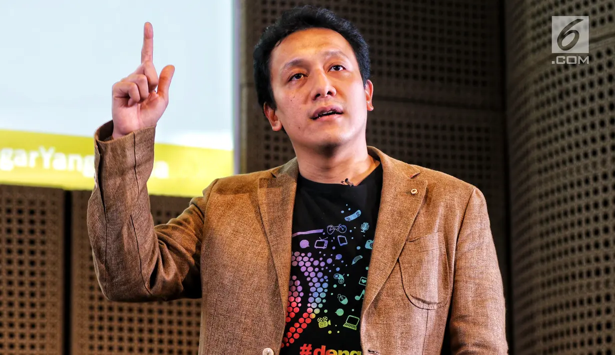 Diaz Hendropriyono saat menjadi pembicara bertajuk “Dengar yang Muda” di Galeri Indonesia Kaya, Jakarta, Kamis (7/2). Kegiatan yang memasuki seri ke-12 mengangkat sektor UMKM. (Liputan6.com/Johan Tallo)