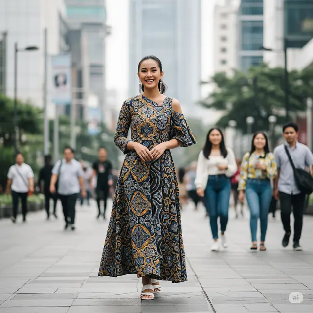 Model Dress Batik Panjang Terbaru. Foto: Gemini