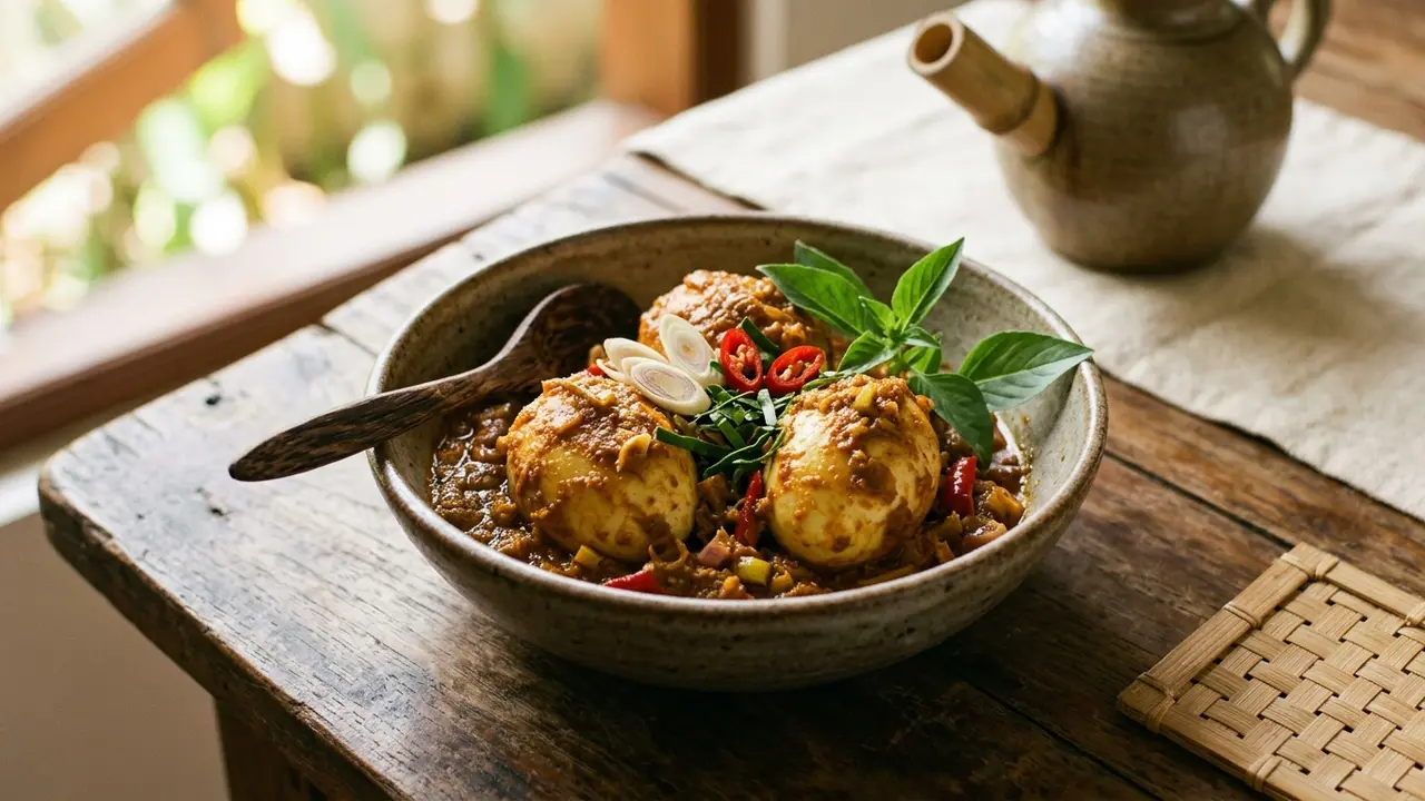 Ilustrasi resep telur bumbu serai