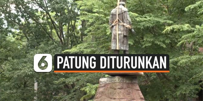 VIDEO: Patung Christopher Columbus Diturunkan dari Kota Haven