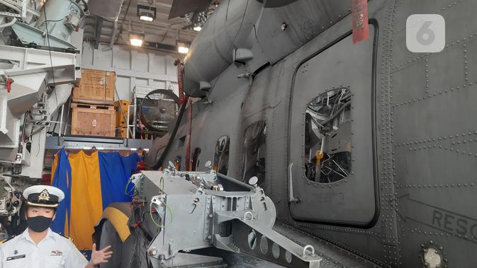 <p>CH 148 Cyclone Helicopter di kapal perang HMCS Winnipeg. Dok:Tommy Kurnia/Liputan6.com</p>