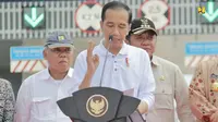 Presiden Jokowi meresmikan Jalan Tol Terbanggi Besar-Pematang Panggang-Kayu Agung. (Istimewa)